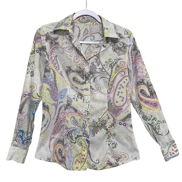 Etro 42 Paisley Shirt Button Up Lightweight Cotton Long Sleeve Made Italy Size 6 - Picture 1 of 16